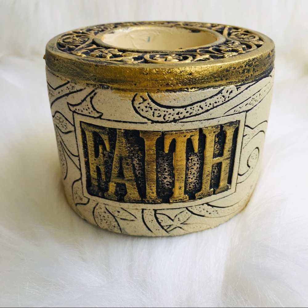 FAITH candle 🕯 holder votive gold tea light - Picture 3 of 8
